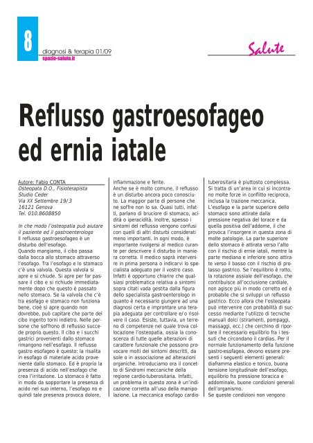 Reflusso gastroesofageo ed ernia iatale - Diagnosi e Terapia