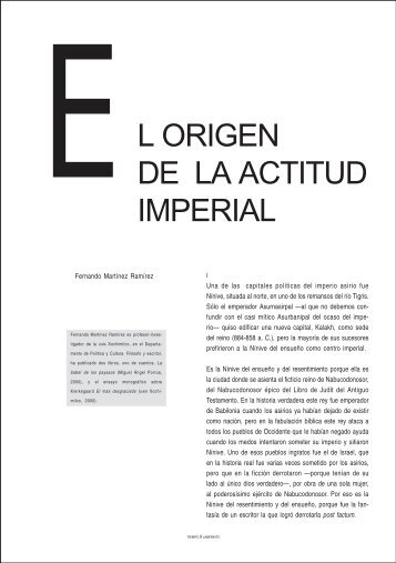 EL ORIGEN DE LA ACTITUD IMPERIAL - DifusiÃ³n Cultural UAM