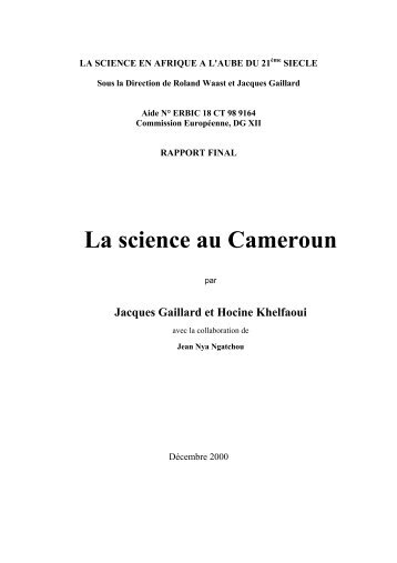 La science au Cameroun - Knowledge for development - CTA