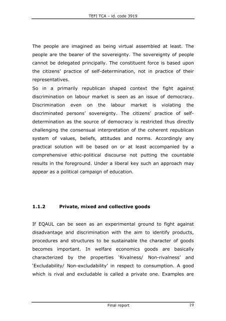 TEFI TCA â id. code 3919 Final report INDEX INTRODUCTION I ...