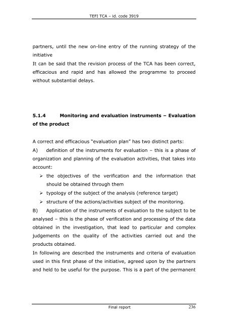 TEFI TCA â id. code 3919 Final report INDEX INTRODUCTION I ...