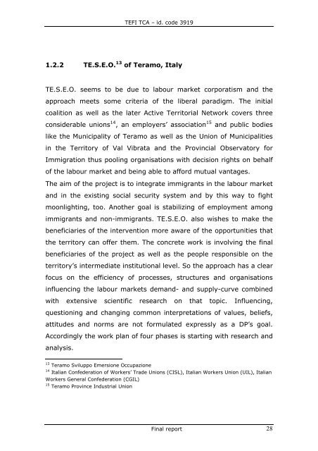 TEFI TCA â id. code 3919 Final report INDEX INTRODUCTION I ...