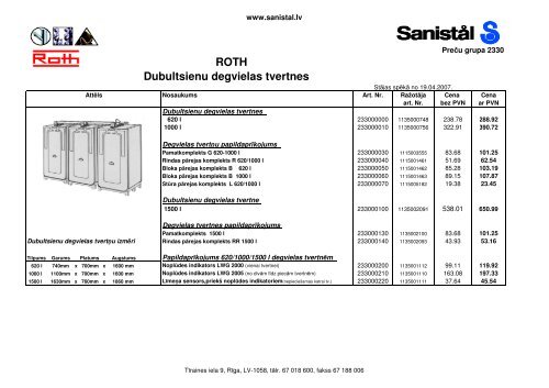 Degvielas tvertnes - Sanistal