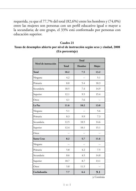 SituaciÃ³n del Empleo en tiempos de cambio - Cedla