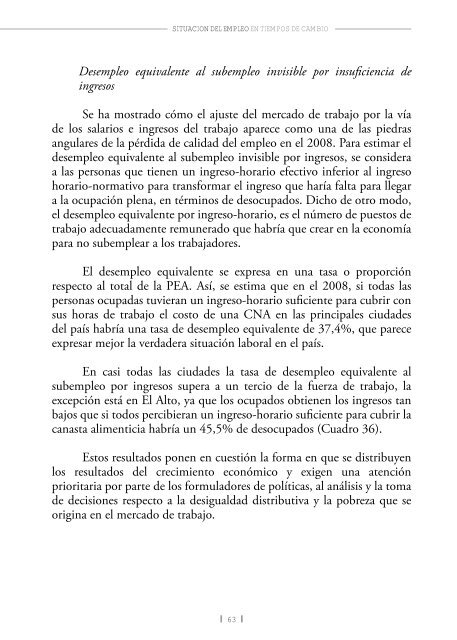 SituaciÃ³n del Empleo en tiempos de cambio - Cedla