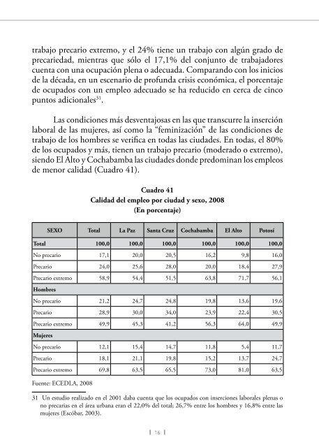 SituaciÃ³n del Empleo en tiempos de cambio - Cedla