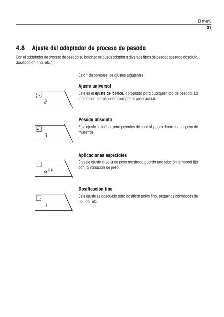 Instrucciones de manejo Balanzas AG - METTLER TOLEDO