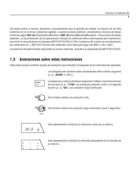 Instrucciones de manejo Balanzas AG - METTLER TOLEDO