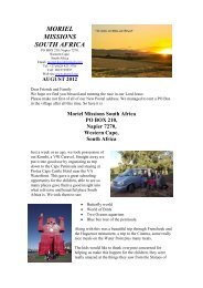 Moriel Missions South Africa PO BOX 210, Napier ... - Moriel Ministries