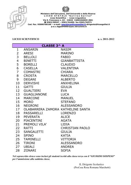 Classi terze.pdf - Liceo Statale Galileo Galilei | Caravaggio (BG)