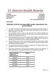 DHBNZ annual statement of reasonable GP fee increases May 2009