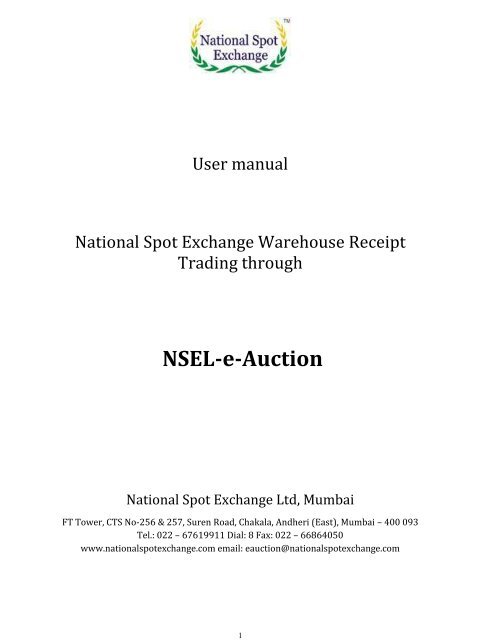 NSEL-e-Auction - National Spot Exchange Limited