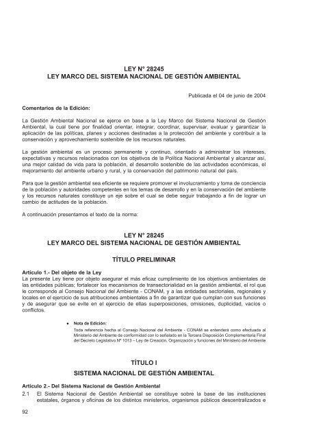 Compendio de la legislación ambiental peruana - CDAM - Ministerio ...