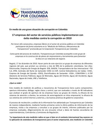 17 empresas del sector de servicios pÃºblicos ... - Isagen