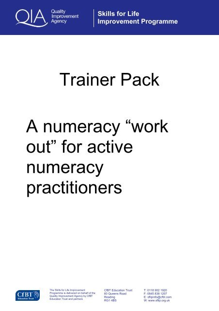 Trainer Pack A numeracy - Excellence Gateway