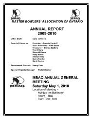2009-2010 Annual Reports - Master Bowlers Association of Ontario