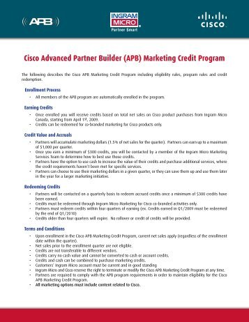 Cisco Advanced Partner Builder (APB) Marketing ... - Ingram Micro