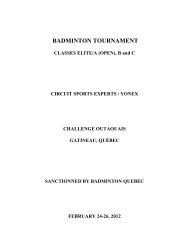 BADMINTON TOURNAMENT - Badminton Ottawa