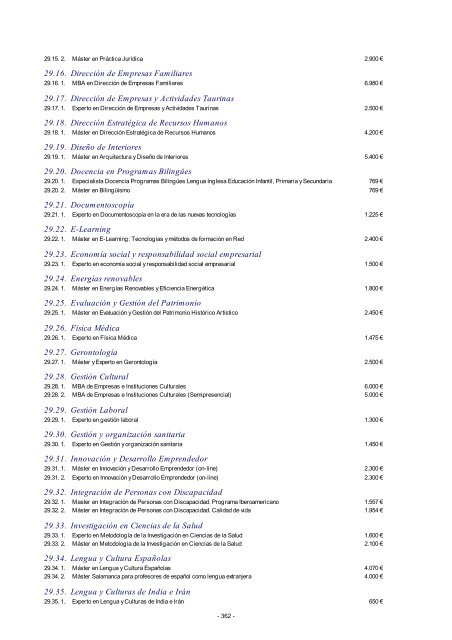 Precios PÃºblicos y Tarifas Usal 2012 - Universidad de Salamanca