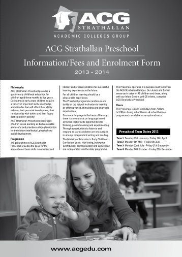 ACG Strathallan Preschool Enrolment Information and Application ...