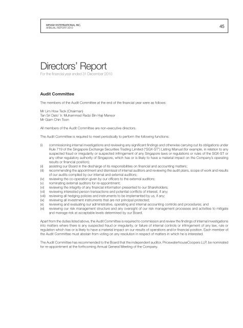 Financial Statements - Mewah Group