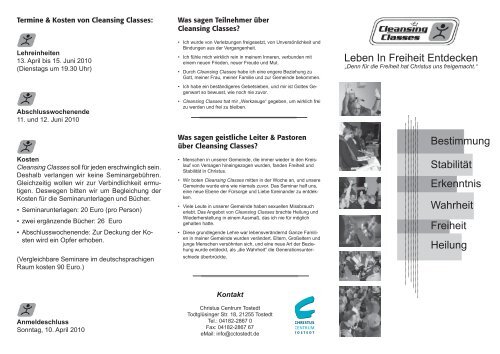 Flyer Cleansing-Classes.indd - Christus Centrum Tostedt