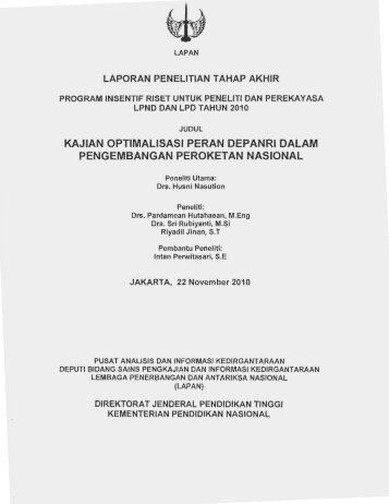 kajian optimalisasi peran depanri dalam pengembangan peroketan ...