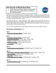 Girl Scouts of North East Ohio - Space Flight Systems - NASA