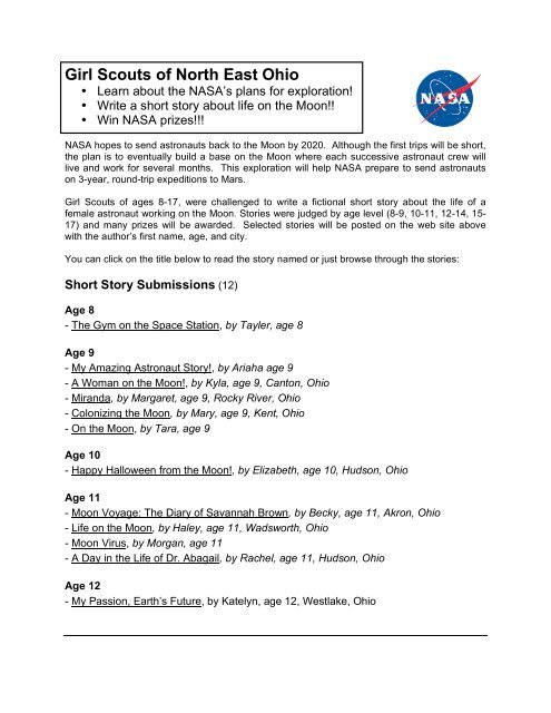 Girl Scouts of North East Ohio - Space Flight Systems - NASA