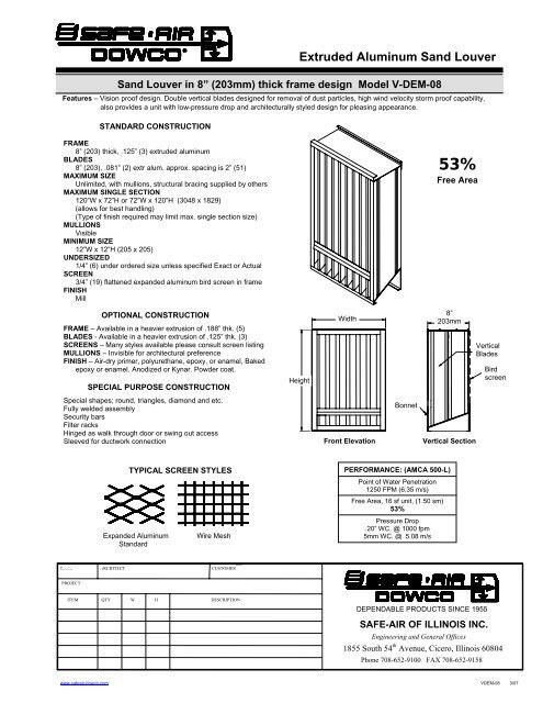 Extruded Aluminum Sand Louver - Safe-Air Dowco