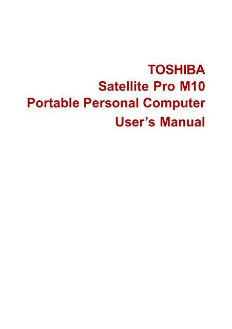 TOSHIBA Satellite Pro M10 Portable Personal ... - Warranty Life