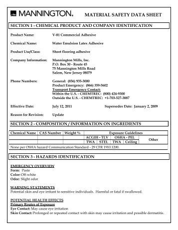 V-81 MSDS - Mannington