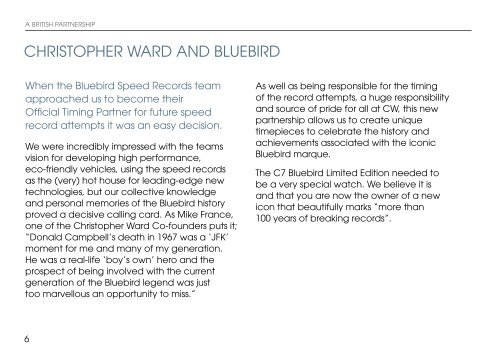 C7 BLUEBIRD â Limited edition - Christopher Ward