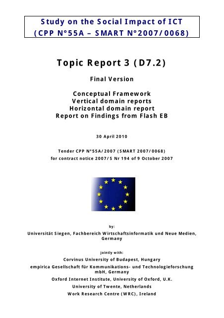 Social Impact of ICT - SMART 2007/0068 - European Commission ...