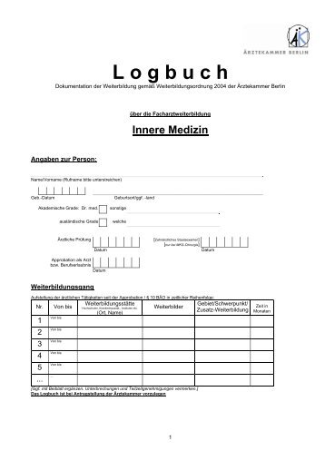 Logbuch FA Innere Medizin [PDF] - Ärztekammer Berlin