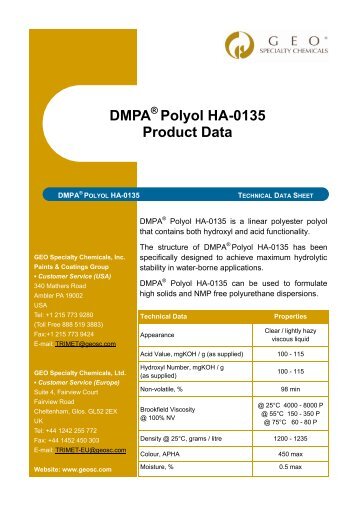 DMPA Polyol HA-0135 Product Data - Farbeundlack.de