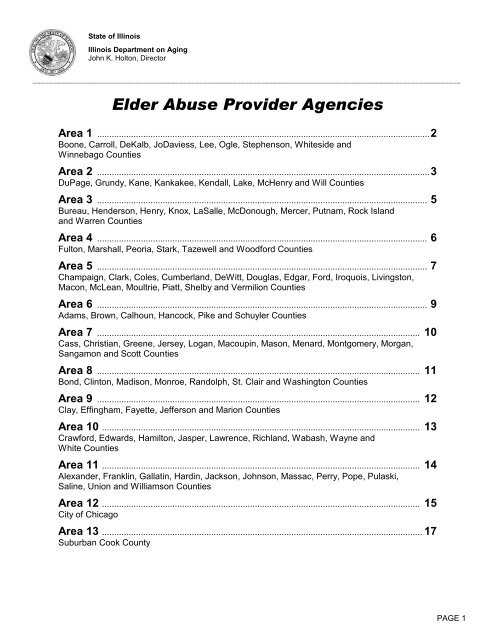 Elder Abuse Provider Agencies - State of Illinois