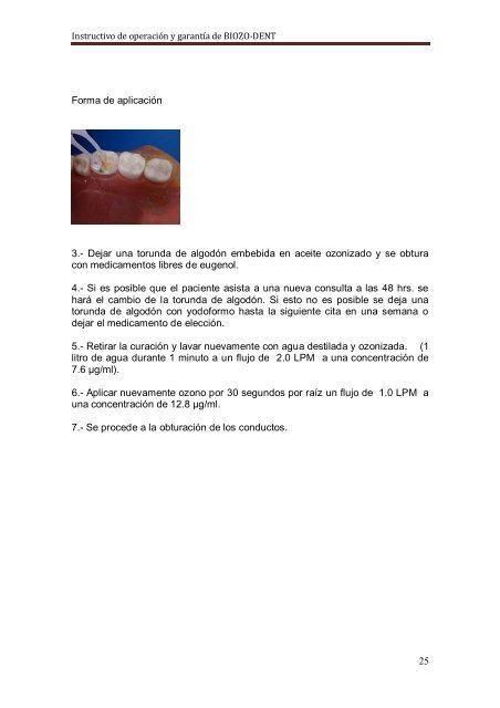 Instrucciones de operaciÃ³n y garantÃ­a BIOZO-DENT - promosa dental