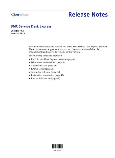 Bmc Service Desk Express Release Notes Rightstar