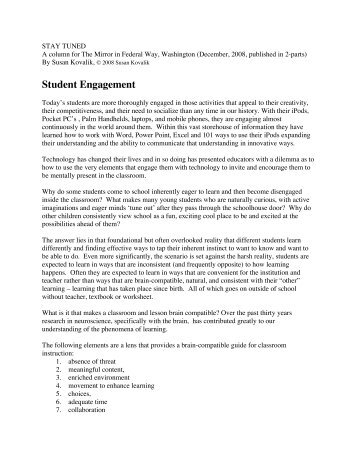 Student Engagement - Susan Kovalik & Associates