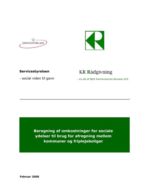 Beregning af omkostninger for sociale ydelser til ... - Socialstyrelsen