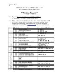 Syllabus - Department of Mathematics at CSI - CUNY