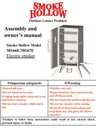 Assembly and owner's manual - Smoke Hollow Smokers by Outdoor ...