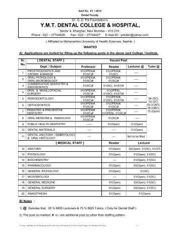 ymt dental college & hospital - Maharashtra University of Health ...