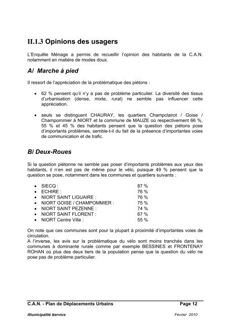 Étude modes doux - Communauté d'Agglomération de Niort