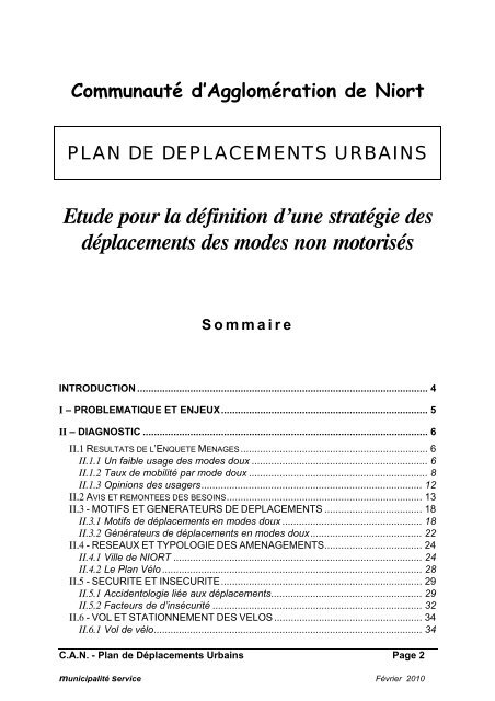 Étude modes doux - Communauté d'Agglomération de Niort