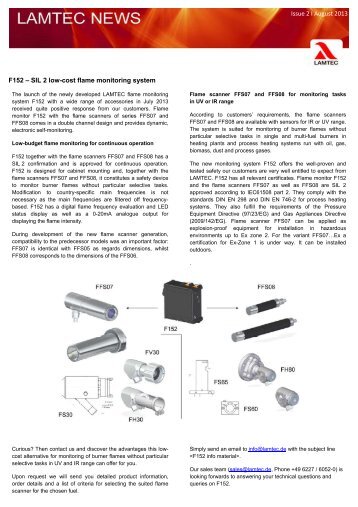 F152 â SIL 2 low-cost flame monitoring system Issue 2 I ... - lamtec