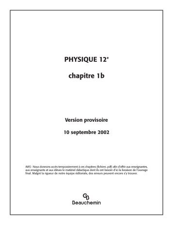 PHYSIQUE 12e chapitre 1b