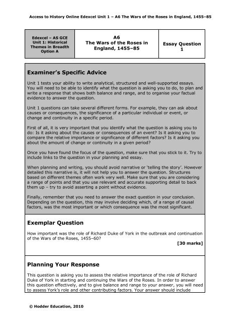 Edexcel Ã¢Â€Â“ Unit 1 - Access to History 2