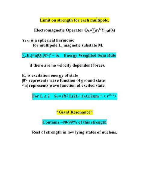 Strength of Giant Resonances